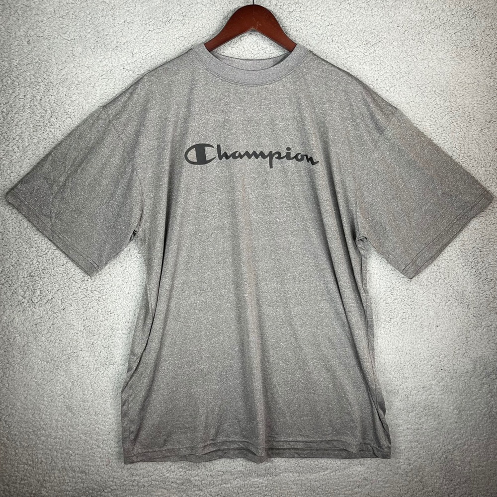 Champion Mens XLT Gray Heathered Logo Graphic Performance T-Shirt
